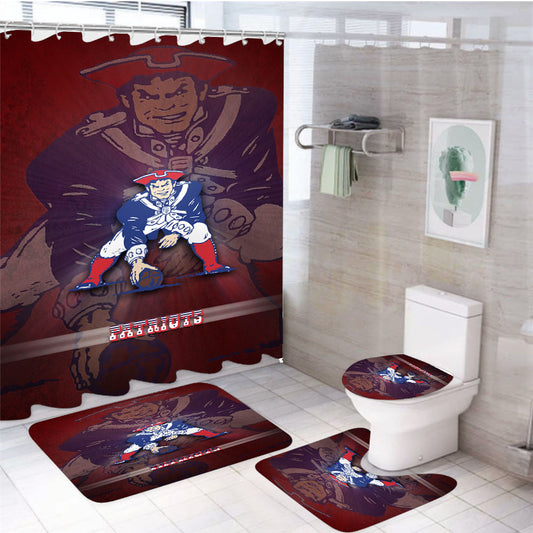 Awesome New England Patriots Logo 4Pcs Bathroom Set Shower Curtain