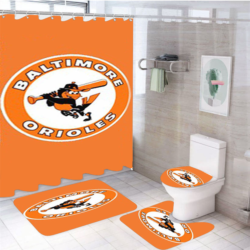 Baltimore Orioles 2 4Pcs Bathroom Set Shower Curtain