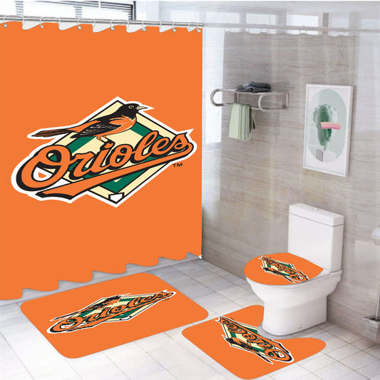 Baltimore Orioles 2018 4Pcs Bathroom Set Shower Curtain