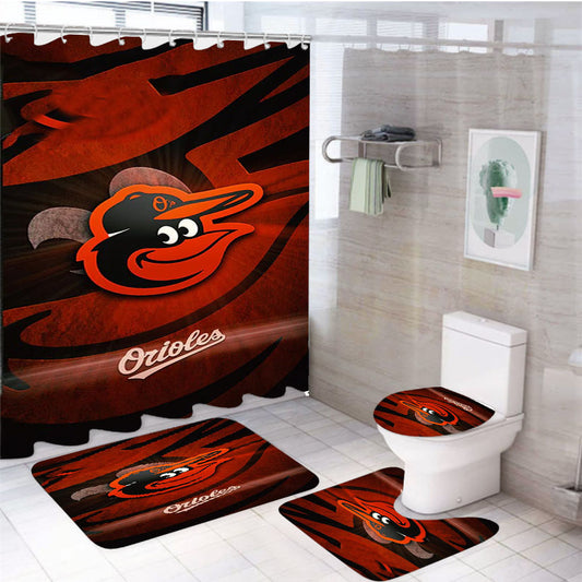 Baltimore Orioles 56 4Pcs Bathroom Set Shower Curtain