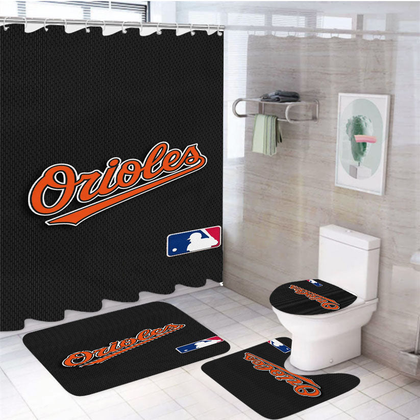 Baltimore Orioles Jersey 4Pcs Bathroom Set Shower Curtain
