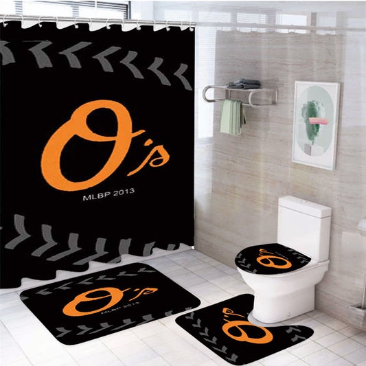 Baltimore Orioles Logo 4Pcs Bathroom Set Shower Curtain