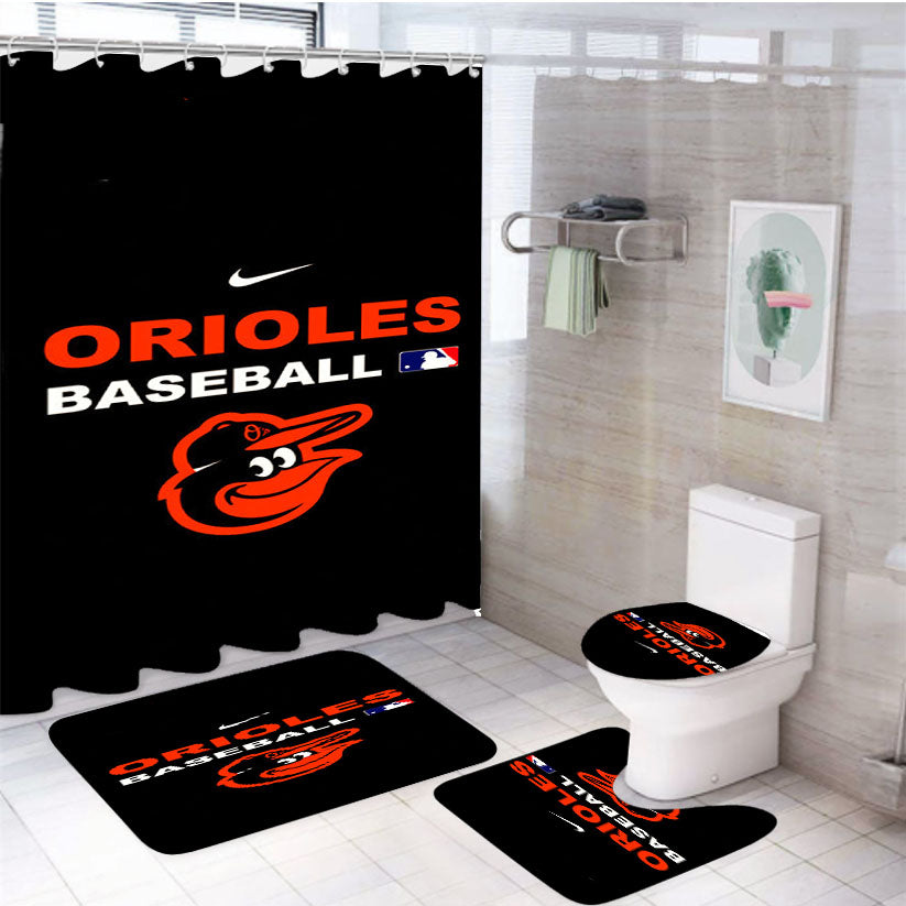 Baltimore Orioles Mlb 4Pcs Bathroom Set Shower Curtain