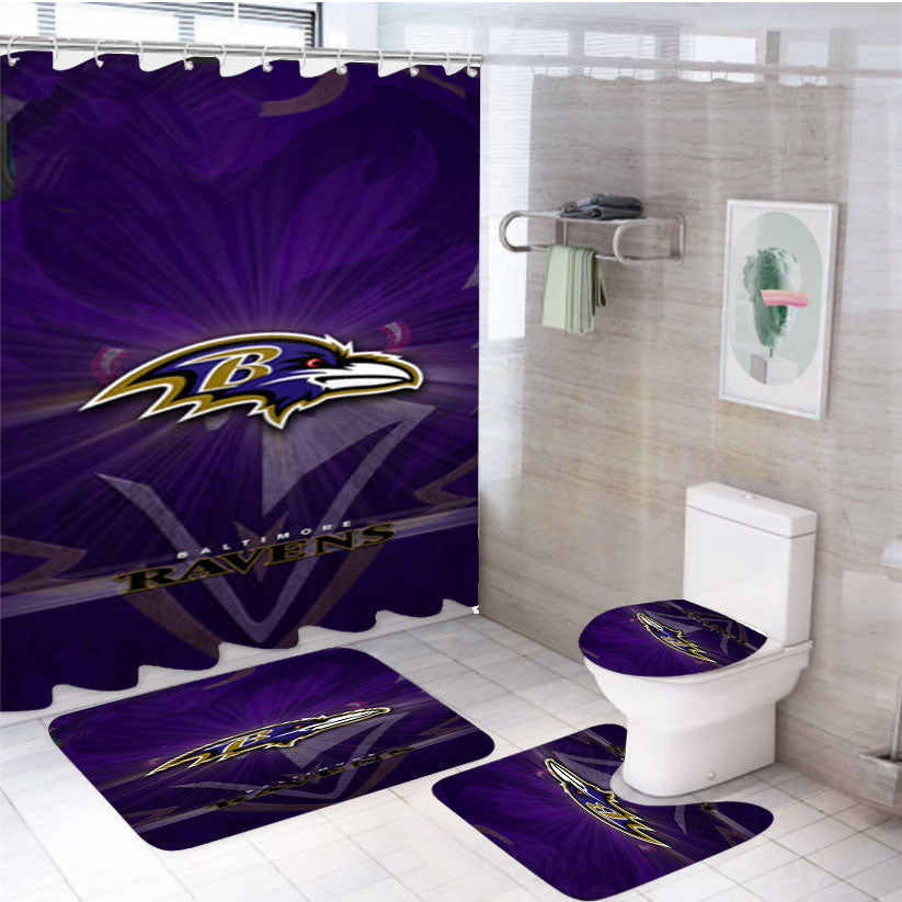 Baltimore Ravens 4Pcs Bathroom Set Shower Curtain