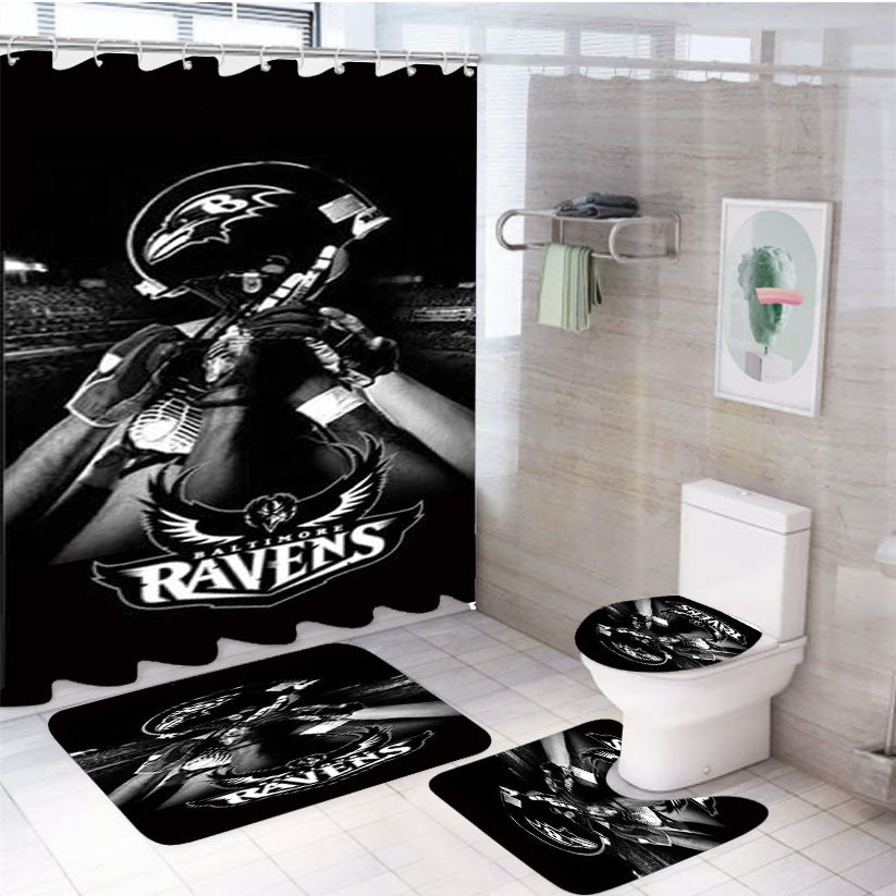 Baltimore Ravens Bw 4Pcs Bathroom Set Shower Curtain