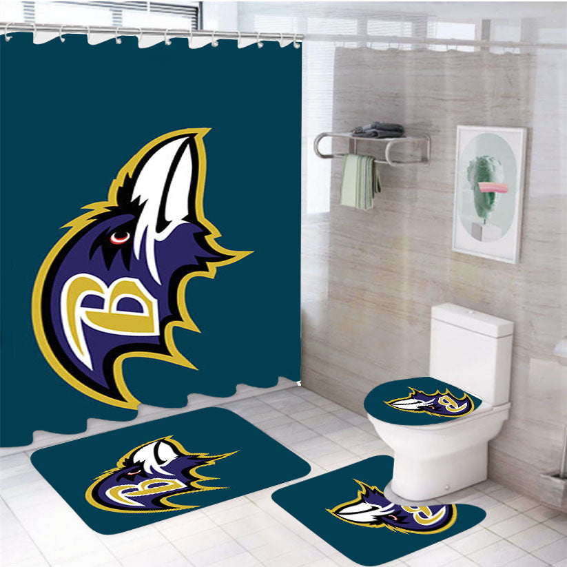 Baltimore Ravens Club 4Pcs Bathroom Set Shower Curtain