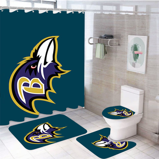 Baltimore Ravens Club 4Pcs Bathroom Set Shower Curtain