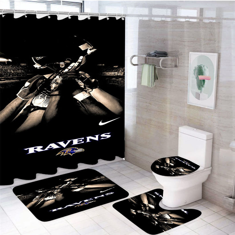 Baltimore Ravens Football Nike 4Pcs Bathroom Set Shower Curtain