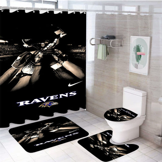 Baltimore Ravens Football Nike 4Pcs Bathroom Set Shower Curtain