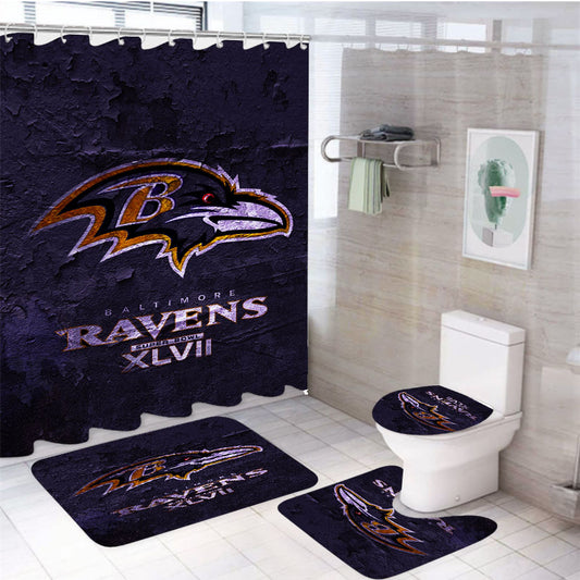 Baltimore Ravens Nfl Xlvii Logo 4Pcs Bathroom Set Shower Curtain