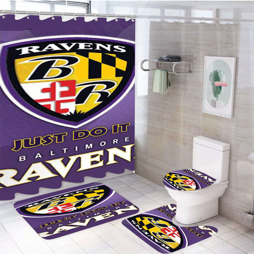 Baltimore Ravens Shield 4Pcs Bathroom Set Shower Curtain