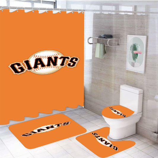 Baseball - San Francisco Giants Wallpaper 4Pcs Bathroom Set Shower Curtain