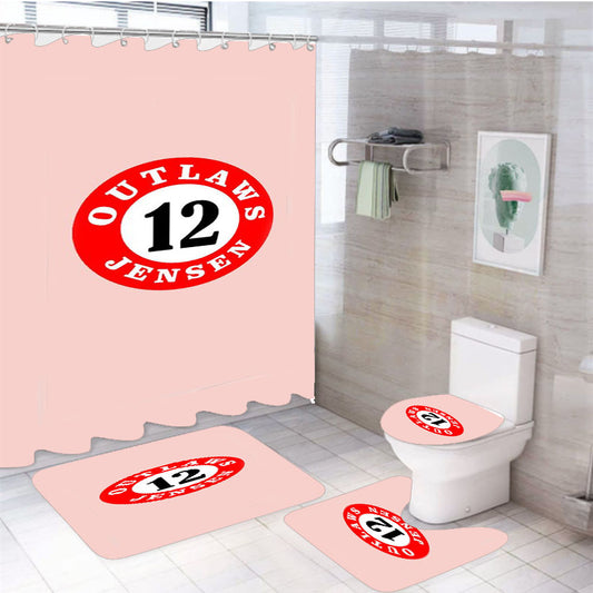 Baseball Bat Knobs Tags Tough And Durable Team 4Pcs Bathroom Set Shower Curtain