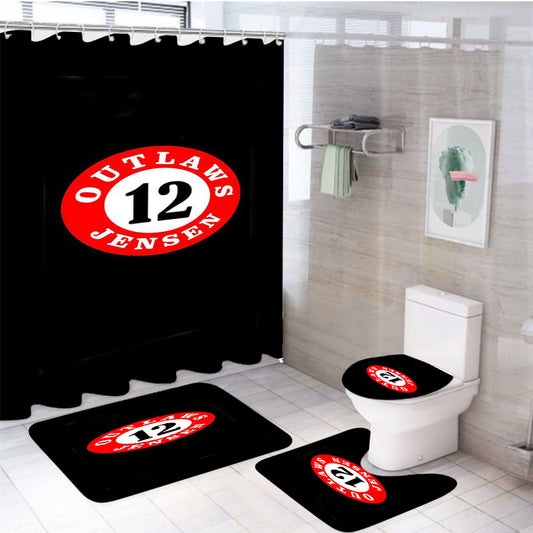 Baseball Bat Knobs Tags Tough And Durable Team Sports 4Pcs Bathroom Set Shower Curtain