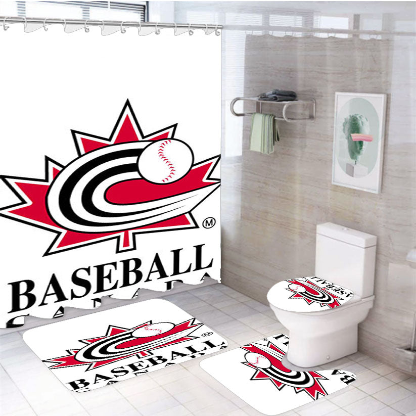 Baseball Canada 4Pcs Bathroom Set Shower Curtain