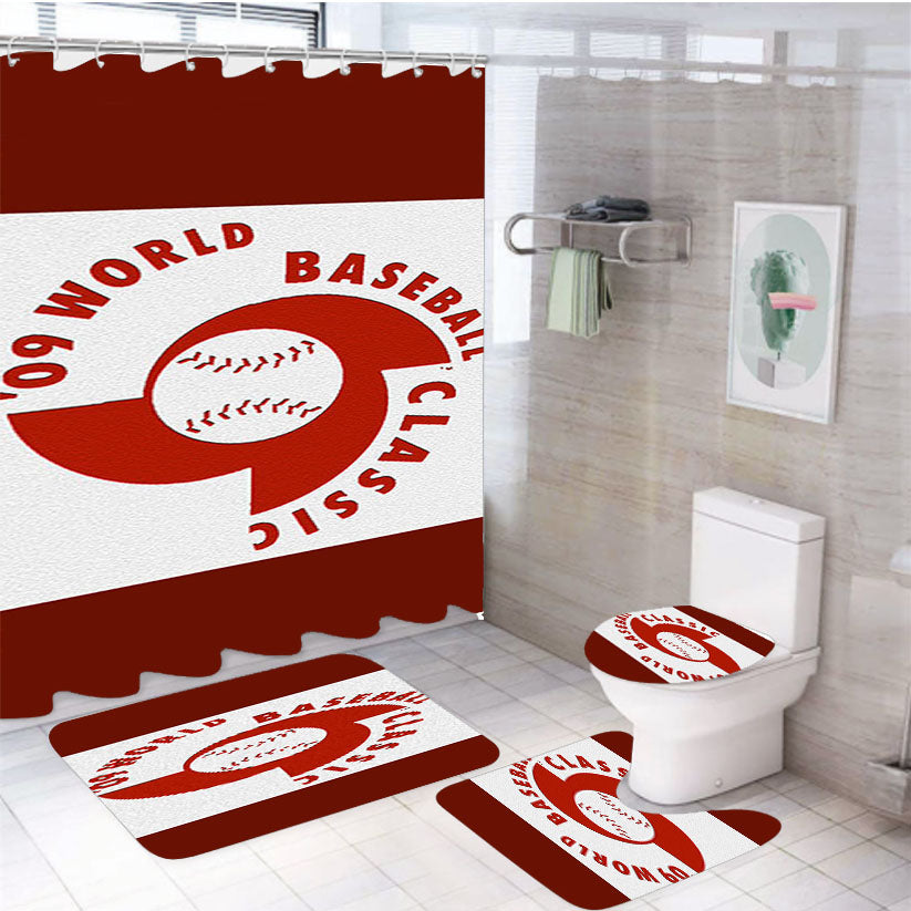Baseball Classic 4Pcs Bathroom Set Shower Curtain