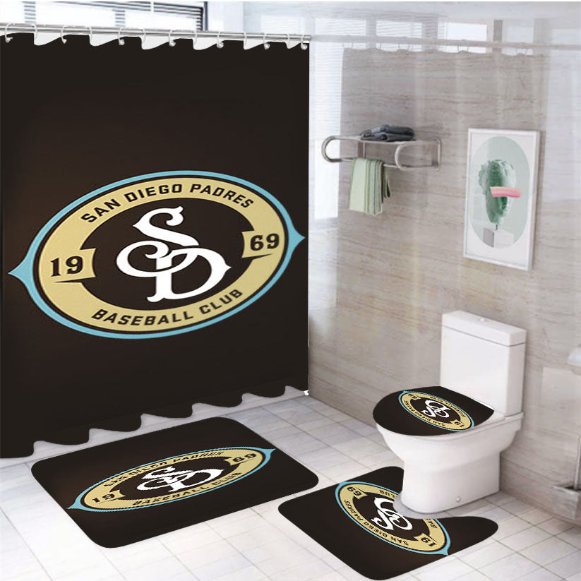 Baseball Club San Diego 4Pcs Bathroom Set Shower Curtain