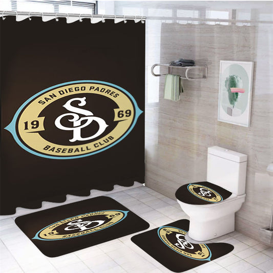 Baseball Club San Diego 4Pcs Bathroom Set Shower Curtain