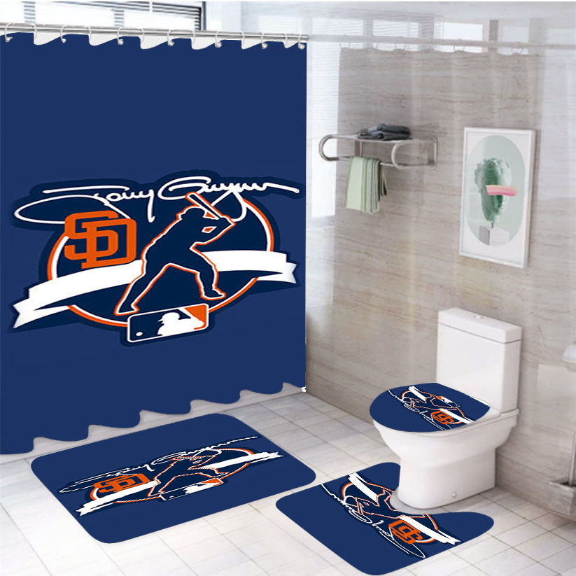 Baseball Club San Diego Padres 4Pcs Bathroom Set Shower Curtain
