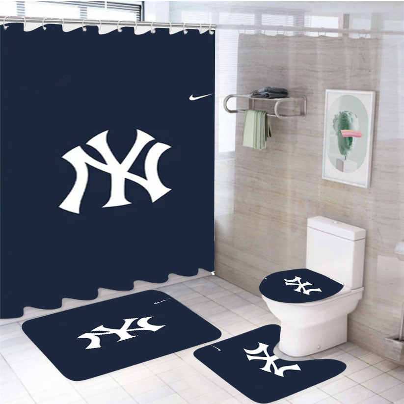 Baseball New York Yankees Mlb 002 4Pcs Bathroom Set Shower Curtain