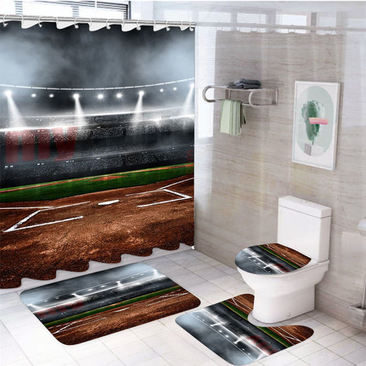 Baseball Stadium 4Pcs Bathroom Set Shower Curtain