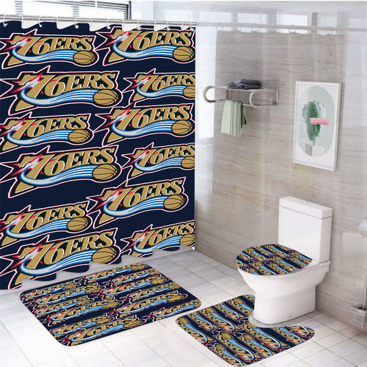 Basket Ball 76Ers Nba 4Pcs Bathroom Set Shower Curtain