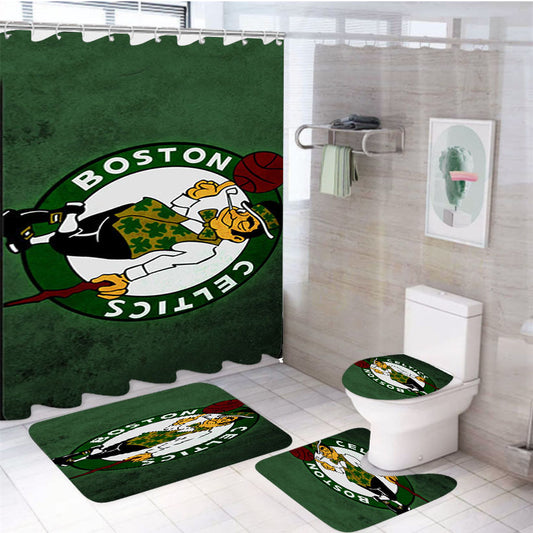 Basket Ball Boston Celtic 4Pcs Bathroom Set Shower Curtain