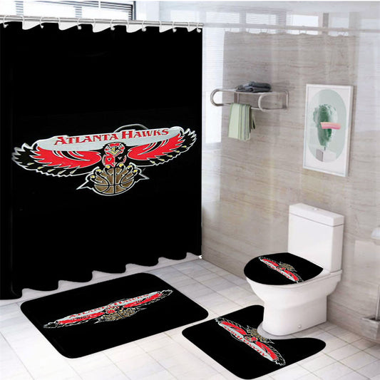 Basketball Atlanta Hawks 4Pcs Bathroom Set Shower Curtain
