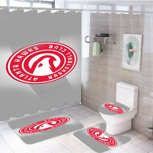 Basketball Club Atlanta Hawks 4Pcs Bathroom Set Shower Curtain