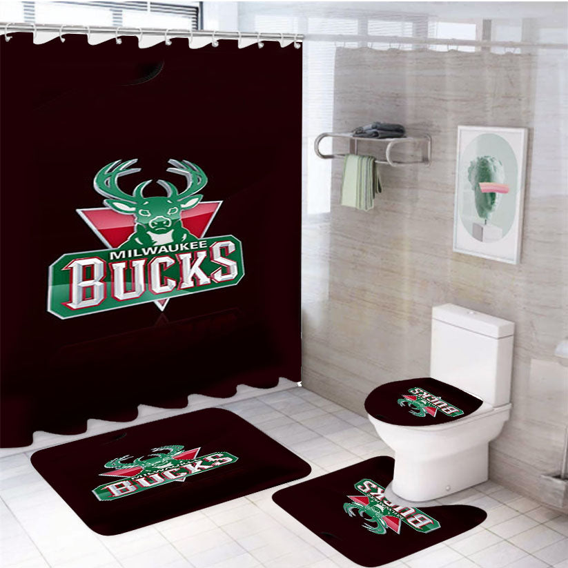 Basketball Logo 4Pcs Bathroom Set Shower Curtain
