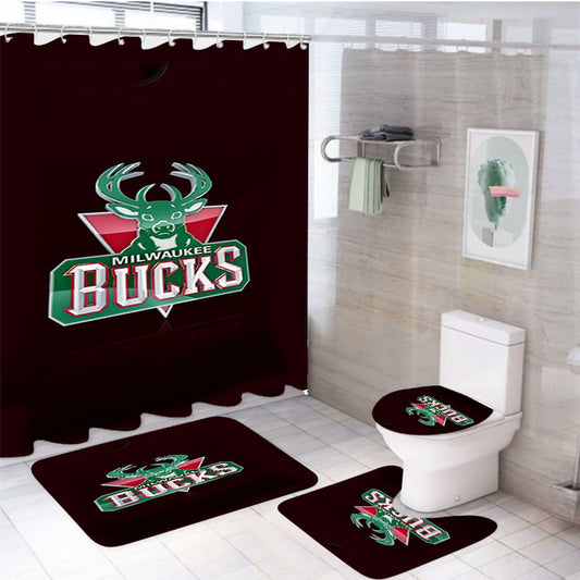 Basketball Logo 4Pcs Bathroom Set Shower Curtain