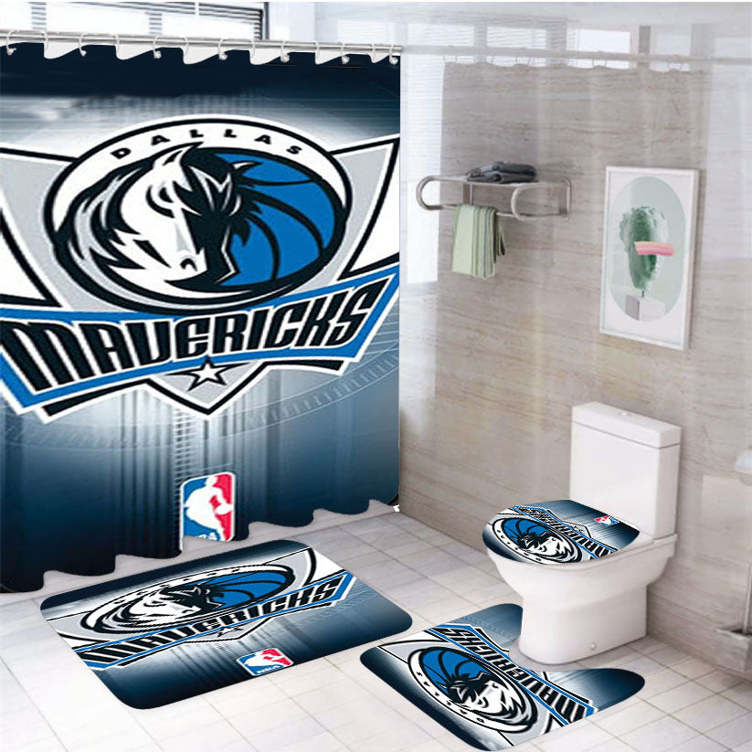Basketball Logo Dallas Mavericks 4Pcs Bathroom Set Shower Curtain