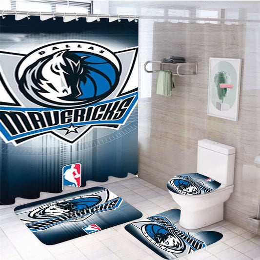 Basketball Logo Dallas Mavericks 4Pcs Bathroom Set Shower Curtain