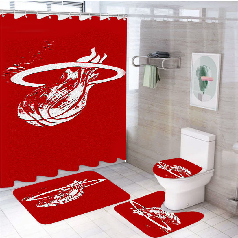 Basketball Miami Heat 4Pcs Bathroom Set Shower Curtain