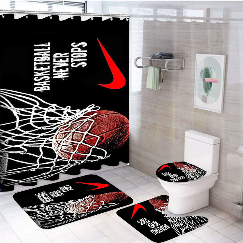 Basketball Never Stops Nike 4Pcs Bathroom Set Shower Curtain