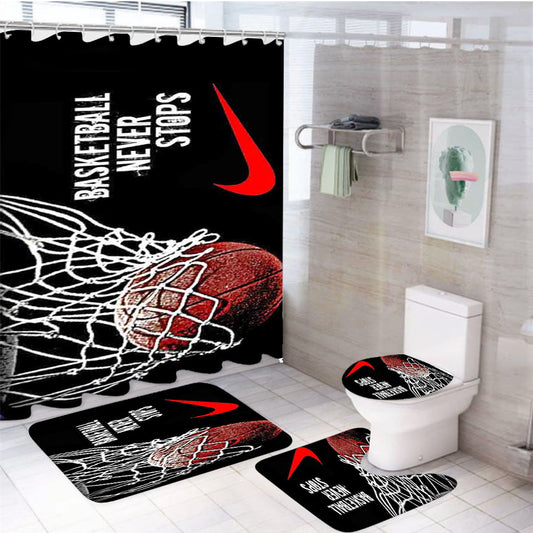 Basketball Never Stops Nike 4Pcs Bathroom Set Shower Curtain