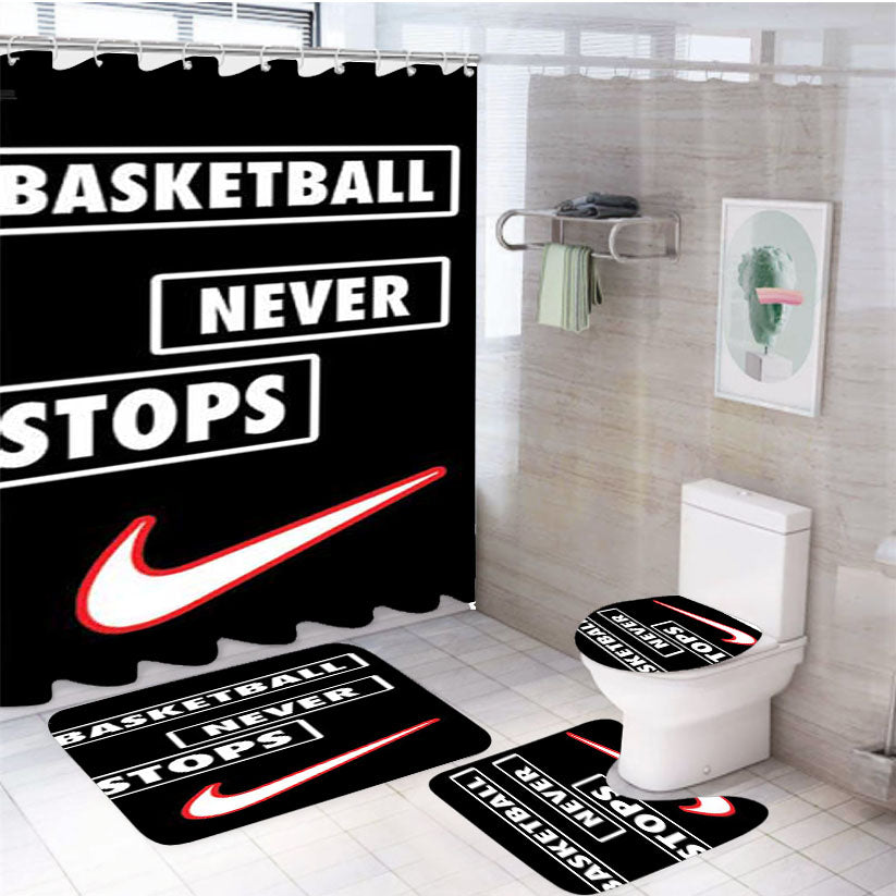 Basketball Never Stops Stagger 4Pcs Bathroom Set Shower Curtain