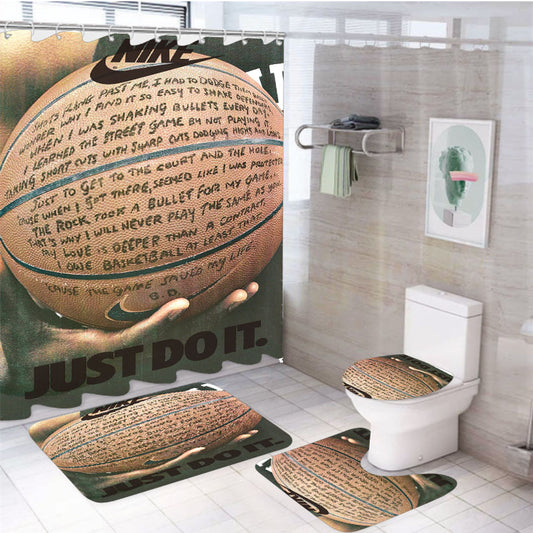 Basketball Tumblr Quotes Wallpaper 4Pcs Bathroom Set Shower Curtain