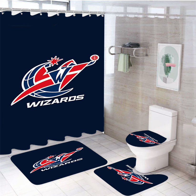 Basketball Washington Wizards 4Pcs Bathroom Set Shower Curtain
