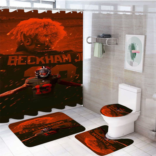 Beckham Jr Orange Cleveland Brown 4Pcs Bathroom Set Shower Curtain