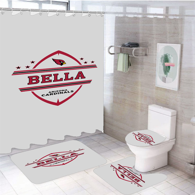 Bella Arizona Cardinals 4Pcs Bathroom Set Shower Curtain