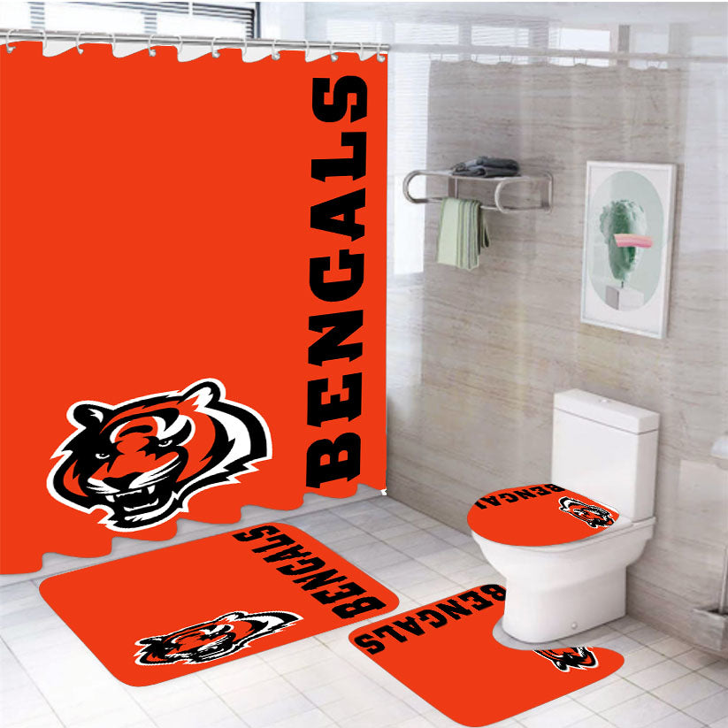 Bengals Cincinnati Tigre Orange 4Pcs Bathroom Set Shower Curtain