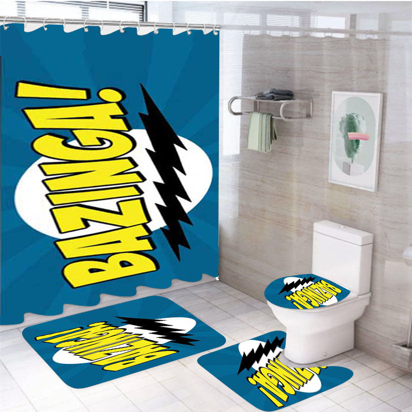 Big Bang Theory Bazinga Blue 4Pcs Bathroom Set Shower Curtain