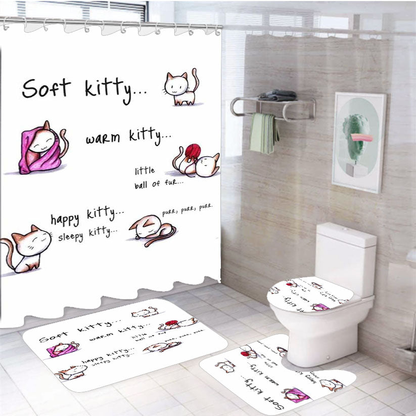 Big Bang Theory Cute Soft Kitty Warm Kitty 4Pcs Bathroom Set Shower Curtain