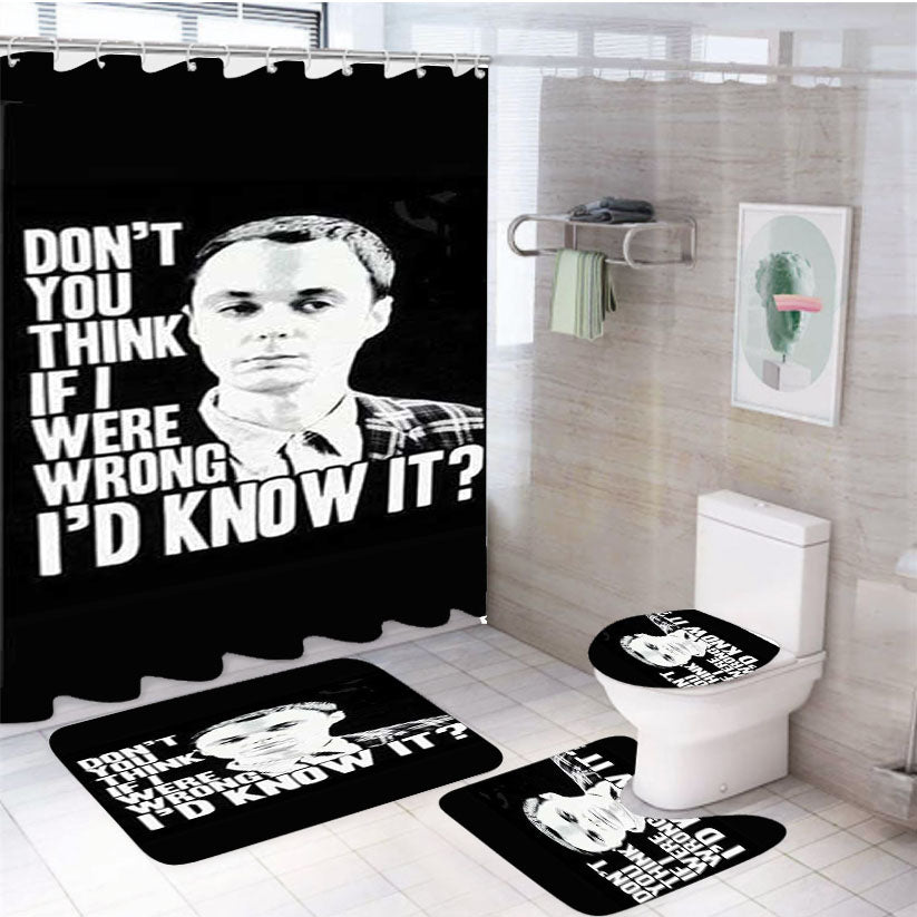 Big Bang Theory Sheldon Quote Blk 4Pcs Bathroom Set Shower Curtain