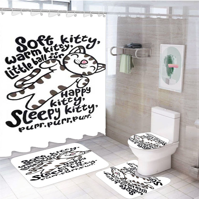 Big Bang Theory Soft Kitty Wht 4Pcs Bathroom Set Shower Curtain