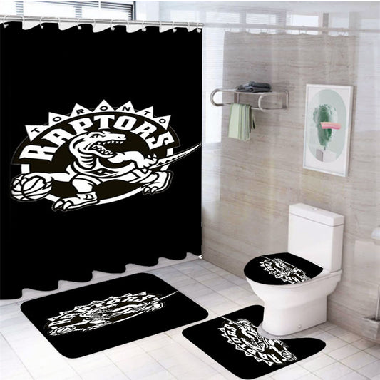 Black And White Toronto Raptors 4Pcs Bathroom Set Shower Curtain