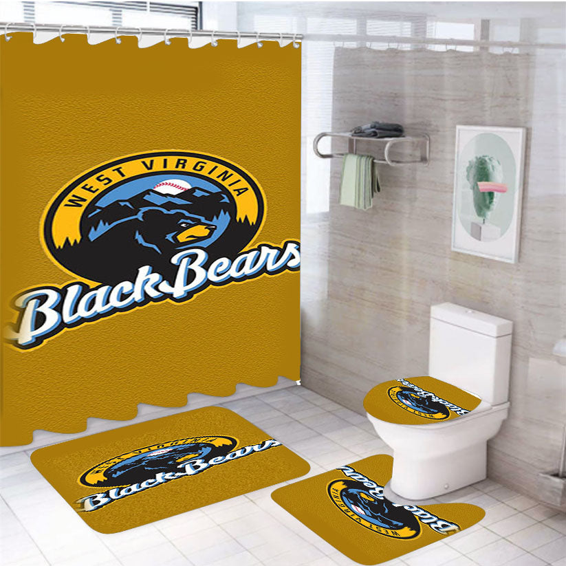 Black Bears 4Pcs Bathroom Set Shower Curtain
