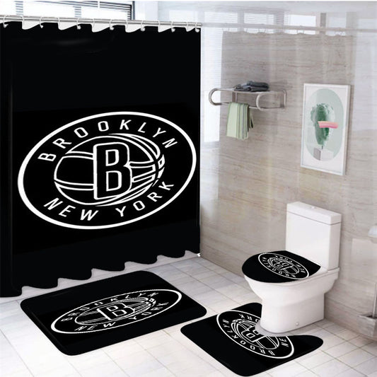 Black Brooklyn 4Pcs Bathroom Set Shower Curtain