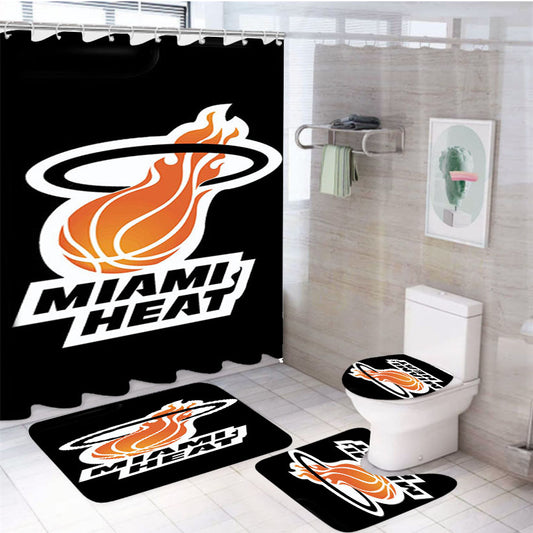 Black Design Miami Heat 4Pcs Bathroom Set Shower Curtain